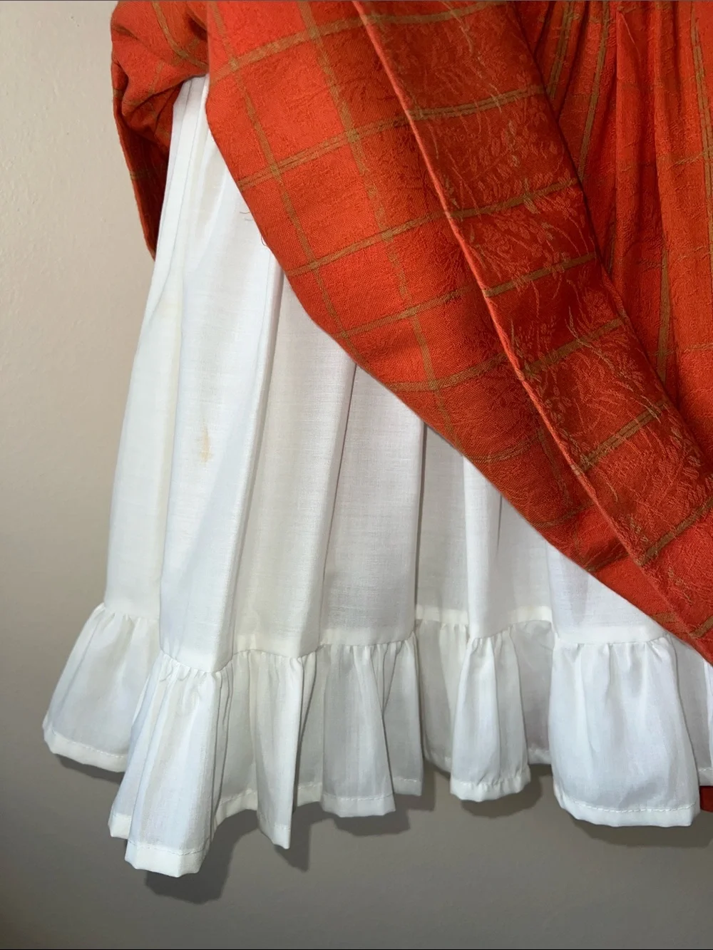 Vintage Sarah Louise Orange Smocked Brocade Dress